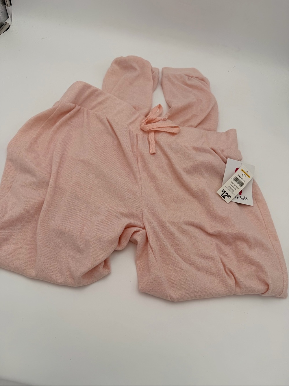 Soft Pink Lounge Pants with Drawstring Large